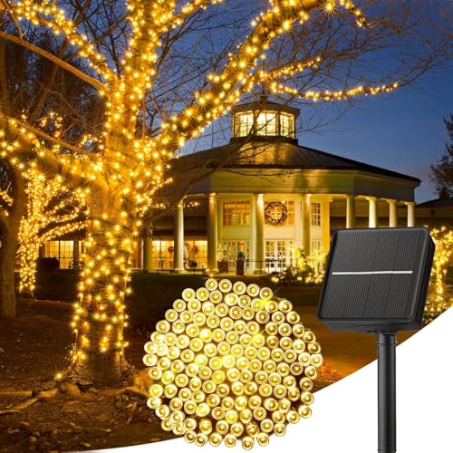 wisdom line Solar-Lichterkette für den Außenbereich, 13 m, 100 LEDs, 8 Leuchtmodi, wasserdicht, Warmweiß von wisdom line