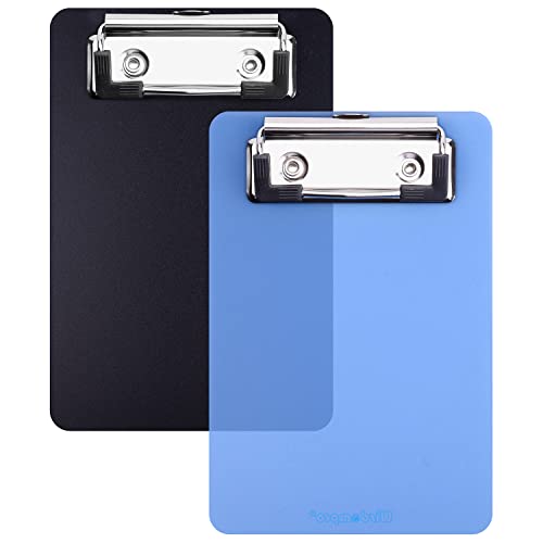 Wisdompro Klemmbrett Kein 2 Stück, Klemmbretter mit Clip 10 x 15 cm, Clipboard für Notizbuch, Quittung, Liste (Schwarz, Blau) von Wisdompro