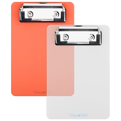 Wisdompro Klemmbrett Kein 2 Stück, Klemmbretter mit Clip 10 x 15 cm, Clipboard für Notizbuch, Quittung, Liste (Transparent, Orange) von Wisdompro