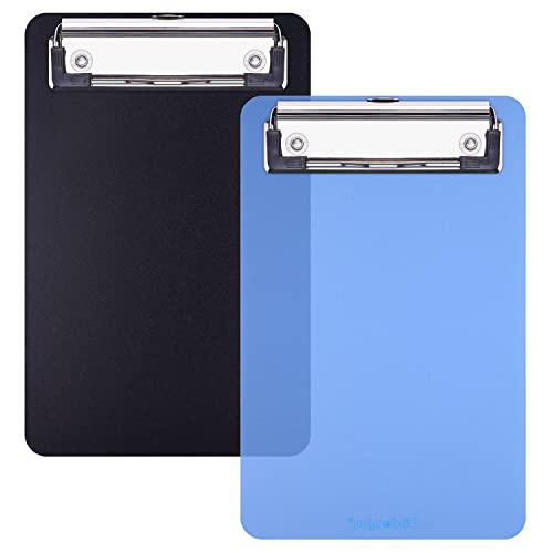 Wisdompro klemmbrett A6 2 Stück, Klemmbretter mit Clip 12 x 18.5 cm, Clipboard für Notizbuch, Quittung, Liste (Schwarz, Blau) von Wisdompro