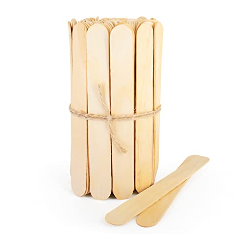 wisefood Holz Spatel, Spatel 100 STK. 15 cm, Eisstiele aus Holz, Wachsspachtel ideal zur Haarentfernung, Stiele zum Basteln, für Speiseeis aus biologisch abbaubarem Birkenholz von wisefood