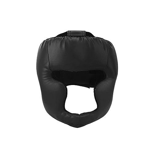 wisoolkic Schützende Kopfbedeckung mit Verstellbarer Passform zum Schutz vor Verletzungen beim Boxen und Kickboxen. Kickbox Helm aus Leder, Schwarz von wisoolkic