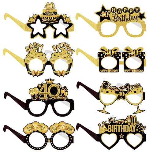 witeup 40. Geburtstag Dekoration Männer, 8pcs Party Requisiten, Geburtstagsbrille Schwarz und Gold, 40 Gläser witeup 40. Geburtstag Dekoration Männer, 8pcs Party Requisiten, Geburtstagsbrille Schwarz und Gold, 40 Gläser von witeup