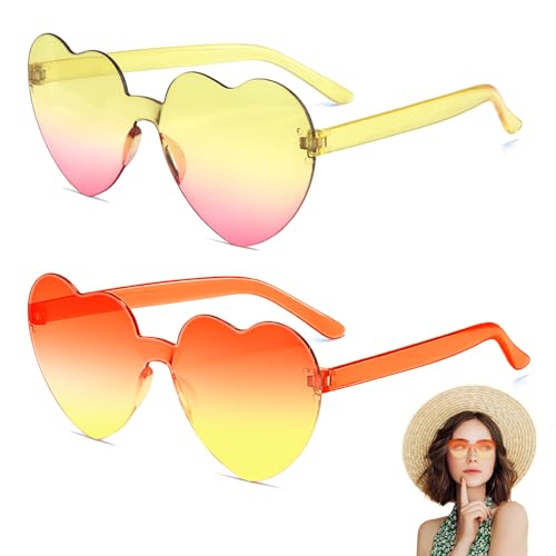 witeup 2 Stück Herzbrille Hippie Brille Damen, Herz Sonnenbrille Orange und Rosa, Vintage Lustige Brille Fasching Partybrille für Karneval, Fasching, Partys, Tänze, Sommer Party witeup 2 Stück Herzbrille Hippie Brille Damen, Herz Sonnenbrille Orange und Rosa, Vintage Lustige Brille Fasching Partybrille für Karneval, Fasching, Partys, Tänze, Sommer Party von witeup