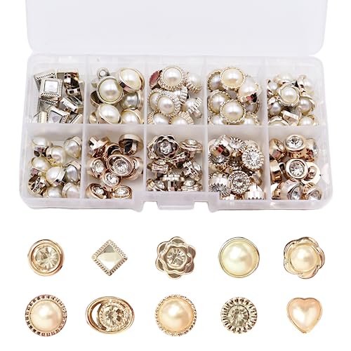 100 Stück Pearl Buttons, Künstliche Perlen Knöpfe 10 Stile Perlenknöpfe Zum Annähen Weiße Perlenknöpfe Strass Knöpfe für Kleidung, Strickjacke, Kleid, Anzüge, Mäntel, Pullover, DIY Crafts-1 100 Stück Pearl Buttons, Künstliche Perlen Knöpfe 10 Stile Perlenknöpfe Zum Annähen Weiße Perlenknöpfe Strass Knöpfe für Kleidung, Strickjacke, Kleid, Anzüge, Mäntel, Pullover, DIY Crafts-1 von LOREC