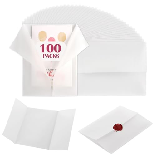 100 vorgefaltete Pergamentpapierhüllen, 12,7 x 17,8 cm, durchscheinendes Pergamentpapier für Hochzeiten und Partys 100 vorgefaltete Pergamentpapierhüllen, 12,7 x 17,8 cm, durchscheinendes Pergamentpapier für Hochzeiten und Partys von wkao