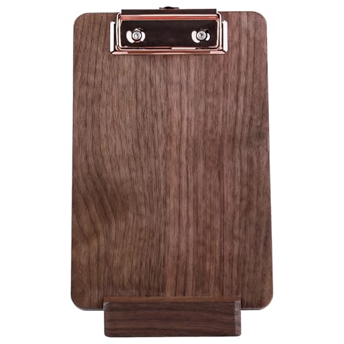 Handgefertigtes kleines Holz-Klemmbrett, Walnuss, A6, mit Metallclip, kompakter Standfuß, verstellbares Loch zum Aufhängen, ideal für Cafés, Restaurants, Büros und Handgefertigtes kleines Holz-Klemmbrett, Walnuss, A6, mit Metallclip, kompakter Standfuß, verstellbares Loch zum Aufhängen, ideal für Cafés, Restaurants, Büros und von wkao