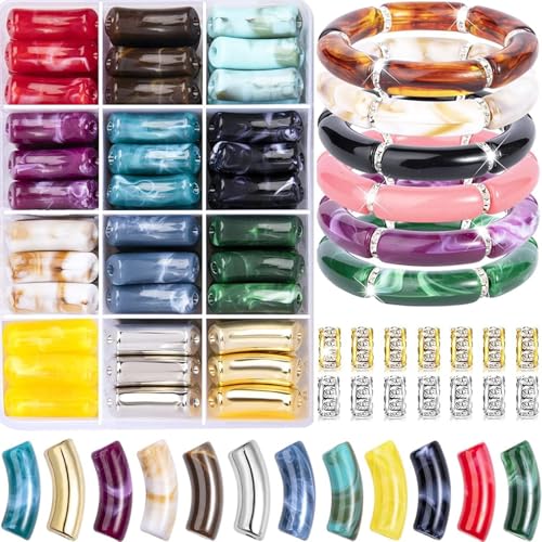 wkao Schmuck-Bastelset zum Selbermachen mit 133 Polymer-Ton-Perlen, Heishi-Röhren in 16 Farben, Abstandshalter und Perlen von wkao