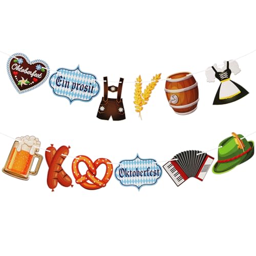 2 Stück Oktoberfest Girlande, Bayerisches Oktoberfest Party Banner Deko, Bierfest Party Dekoration, 4.5m Flagge Oktoberfest für Oktober Fest Feier Party Deko von wlertcop