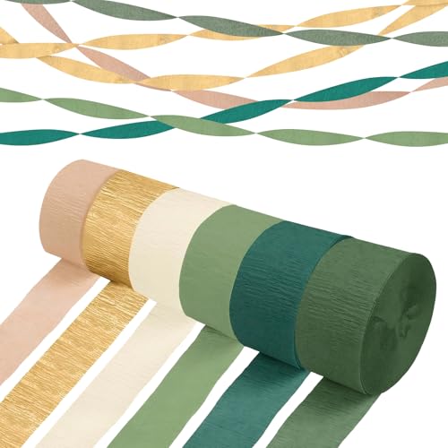 Krepppapier, 6 Rollen, Luftschlangen, Party-Dekorationen, Krepppapier, bunte Luftschlangen für Boho-Brautparty, Verlobung, Jahrestag, Babyparty, Grün / Braun Krepppapier, 6 Rollen, Luftschlangen, Party-Dekorationen, Krepppapier, bunte Luftschlangen für Boho-Brautparty, Verlobung, Jahrestag, Babyparty, Grün / Braun von wlertcop