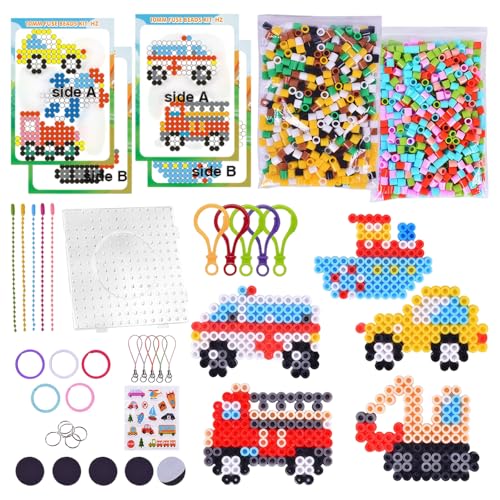 wlertcop Große 10mm Bügelperlen Fahrzeuge Set,10 Farben 1000 Stück XL Bügelperlen mit Steckplatte,15 Schlüsselbänder,10 Tiere Muster, und Bügelpapier, Kreatives Perlenset für Kinder ab 3 Jahren wlertcop Große 10mm Bügelperlen Fahrzeuge Set,10 Farben 1000 Stück XL Bügelperlen mit Steckplatte,15 Schlüsselbänder,10 Tiere Muster, und Bügelpapier, Kreatives Perlenset für Kinder ab 3 Jahren von wlertcop