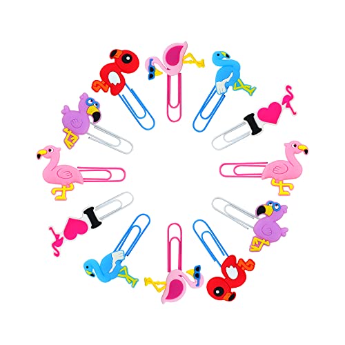 Wocoxo Niedliche Lesezeichen Tiere, 12 Stück Einzigartige Lustige Hübsche Büroklammern Lesezeichen für Kinder Teens Jungen Mädchen Studenten (Flamingo) von wocoxo