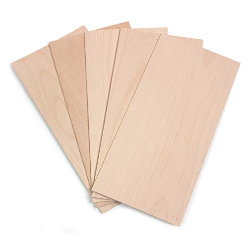 wodewa Holz Furnier Set 2mm Starkfurnier Buche 30x14cm 5er Set Sägefurnier Bastelholz Platten Echtholz Holzfurnier zum Basteln Holzplatte Bastelset Modellbau DIY von wodewa