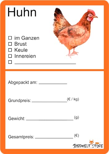 Metzger Etiketten zur Kennzeichnung von Fleisch 6 x 9 cm Huhn Vektor (100) von wodtke-werbetechnik
