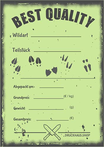Wildbret Etiketten zur Kennzeichnung von Wildfleisch 6 x 9 cm 100 Stück Neutral V Wildbret Etiketten zur Kennzeichnung von Wildfleisch 6 x 9 cm 100 Stück Neutral V von wodtke-werbetechnik