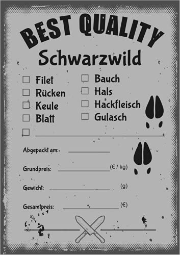 Wildbret Etiketten zur Kennzeichnung von Wildfleisch 6 x 9 cm 100 Stück Schwarzwild von wodtke-werbetechnik