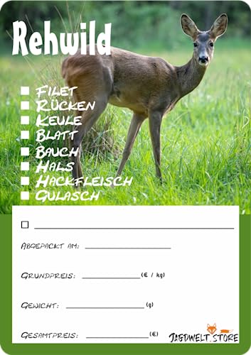 Wildbret Etiketten zur Kennzeichnung von Wildfleisch 6 x 9 cm 50 Stück Rehwild Foto Wildbret Etiketten zur Kennzeichnung von Wildfleisch 6 x 9 cm 50 Stück Rehwild Foto von wodtke-werbetechnik