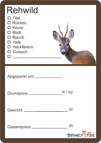 Wildbret Etiketten zur Kennzeichnung von Wildfleisch 6 x 9 cm Rehwild V (100) von wodtke-werbetechnik