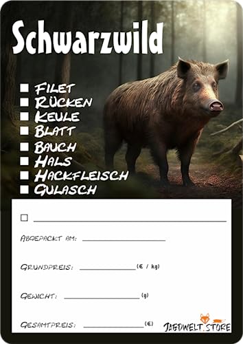 Wildbret Etiketten zur Kennzeichnung von Wildfleisch 6 x 9 cm Schwarzwild Foto (100) von wodtke-werbetechnik