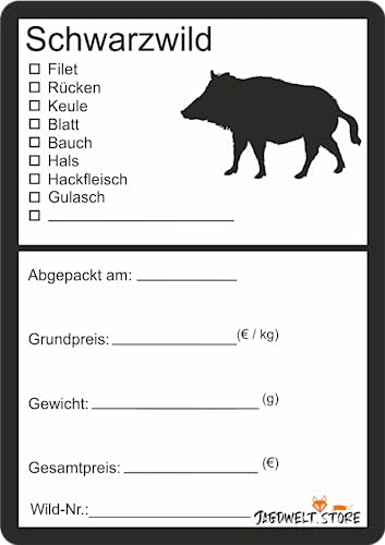 Wildbret Etiketten zur Kennzeichnung von Wildfleisch 6 x 9 cm Schwarzwild S (100) von wodtke-werbetechnik