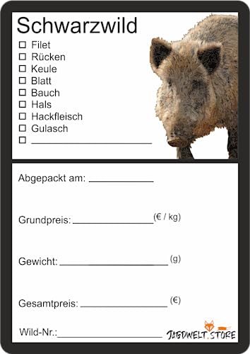 Wildbret Etiketten zur Kennzeichnung von Wildfleisch 6 x 9 cm Schwarzwild V (100) von wodtke-werbetechnik