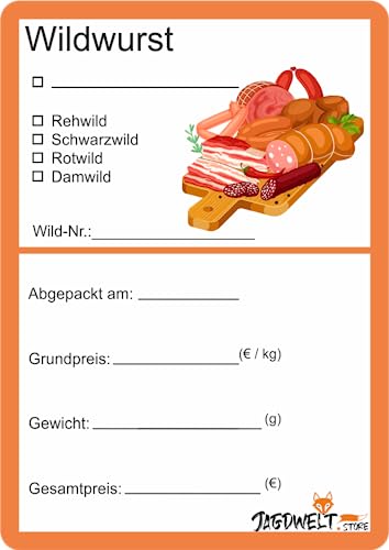 Wildbret Etiketten zur Kennzeichnung von Wildfleisch 6 x 9 cm Wurst Vektor (100) von wodtke-werbetechnik