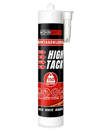 wohnartig® HIGH TACK Montagekleber extra stark 540g (290ml) – Kleber für Wandpaneele, Metallkleber, Kunststoffkleber, Holzkleber | Universallkleber|Kleben statt Bohren | Baukleber weiß | Innen & Außen von wohnartig