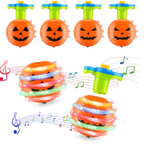 Halloween Kreisel für Kinder – 4er Set Kürbis-Kreisel mit Licht und Musik, Dekompressions Ziehspielzeug für Jungen Mädchen Party Mitgebsel Halloween Kreisel für Kinder – 4er Set Kürbis-Kreisel mit Licht und Musik, Dekompressions Ziehspielzeug für Jungen Mädchen Party Mitgebsel von wokdsbl
