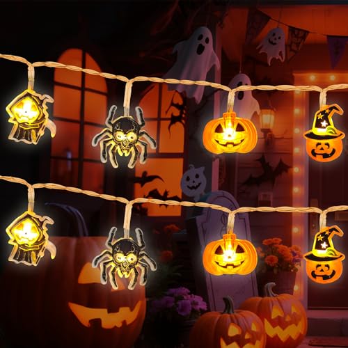 Halloween Lichterkette Outdoor Indoor, 3M 20 LED Kürbis Lichterkette Batterie, mit Hexe Spinne, für Halloween Deko Kürbis Garten Fenster, halloween Beleuchtung Party lichterkette Outdoor Halloween Lichterkette Outdoor Indoor, 3M 20 LED Kürbis Lichterkette Batterie, mit Hexe Spinne, für Halloween Deko Kürbis Garten Fenster, halloween Beleuchtung Party lichterkette Outdoor von wokdsbl
