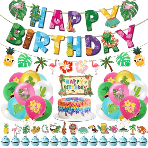 Hawaii Party Deko Flamingo Geburtstag Set mit Luftballons Geburtstag, Banner & Cupcake Topper, Kindergeburtstag Deko für Sommerparty, Poolparty, Strandparty, Gartenparty – Ideal für Mädchen & Jungen Hawaii Party Deko Flamingo Geburtstag Set mit Luftballons Geburtstag, Banner & Cupcake Topper, Kindergeburtstag Deko für Sommerparty, Poolparty, Strandparty, Gartenparty – Ideal für Mädchen & Jungen von wokdsbl