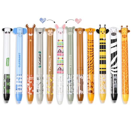 wokdsbl Gelstifte Radierbar Set mit Tierkopf Motiv, 12 Stück Erasable Pen 0,7mm Gelschreiber Radierbar für Schule Büro Studenten, Wegradierbare Stifte mit Radiergummi, Löschbare Gelstifte Bunt wokdsbl Gelstifte Radierbar Set mit Tierkopf Motiv, 12 Stück Erasable Pen 0,7mm Gelschreiber Radierbar für Schule Büro Studenten, Wegradierbare Stifte mit Radiergummi, Löschbare Gelstifte Bunt von wokdsbl