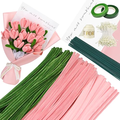 wokdsbl Pfeifenreiniger Blumen Set, 300 Stück Pfeifenreiniger Set zum Basteln, mit Blütenstielen, Geschenkband, Blumenpapier für DIY Blumenstrauß & Bastelprojekte, Hochzeit & Geburtstag wokdsbl Pfeifenreiniger Blumen Set, 300 Stück Pfeifenreiniger Set zum Basteln, mit Blütenstielen, Geschenkband, Blumenpapier für DIY Blumenstrauß & Bastelprojekte, Hochzeit & Geburtstag von wokdsbl