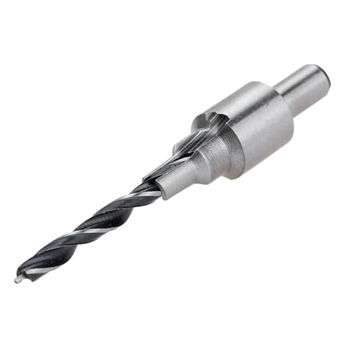 woleyuu 1 Stück 5 mm/7 mm Bohr-Senker aus Kohlenstoffstahl, 3-Stufen-Bohrer, Zähler-Reibahle, Schraube, Holzbearbeitungs-Fase-Werkzeuge, 8 mm Rundschaft von woleyuu