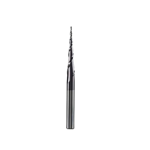 woleyuu R0.25 -R2 HRC55 D3.175D4D6D8 Kegel-Kugelkopffräser Wolframkarbid-beschichteter CNC-Fräser Holzbearbeitungs-Gravierbit(R0.75xD6.35x31.75x76) von woleyuu
