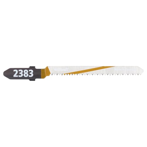 wolfcraft 2 Stichsägeblätter HCS I 2383000 I für ausrissfreie Schnittkanten an der Ober- und Unterseite in Holz, Laminat und Parkett I Schnitttiefe 20 mm wolfcraft 2 Stichsägeblätter HCS I 2383000 I für ausrissfreie Schnittkanten an der Ober- und Unterseite in Holz, Laminat und Parkett I Schnitttiefe 20 mm von wolfcraft