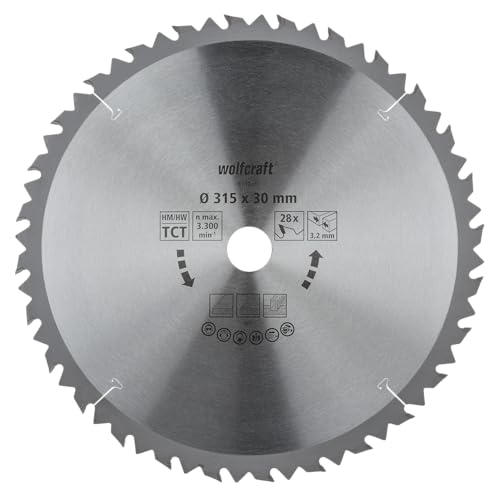 wolfcraft Tischkreissägeblatt HM - 6742000 - Ø 315 mm, 28 Zähne - schnelle, grobe Arbeiten an Holz und Spanplatten - Längs- und Querschnitte - Wechselzahn wolfcraft Tischkreissägeblatt HM - 6742000 - Ø 315 mm, 28 Zähne - schnelle, grobe Arbeiten an Holz und Spanplatten - Längs- und Querschnitte - Wechselzahn von wolfcraft