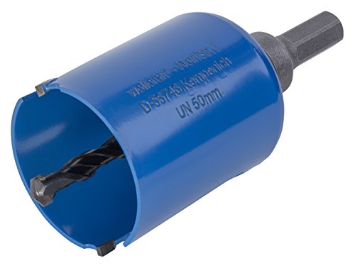 wolfcraft Universallochsäge mit Spanndorn, vormontiert I 3879000 I Vielseitig einsetzbar in unterschiedlichsten Materialien, Schnitttiefe 60 mm, ø50mm von wolfcraft