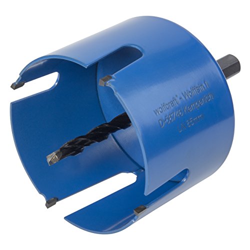 wolfcraft Universallochsäge mit Spanndorn, vormontiert I 3885000 I Vielseitig einsetzbar in unterschiedlichsten Materialien, Schnitttiefe 60 mm, ø85mm von wolfcraft