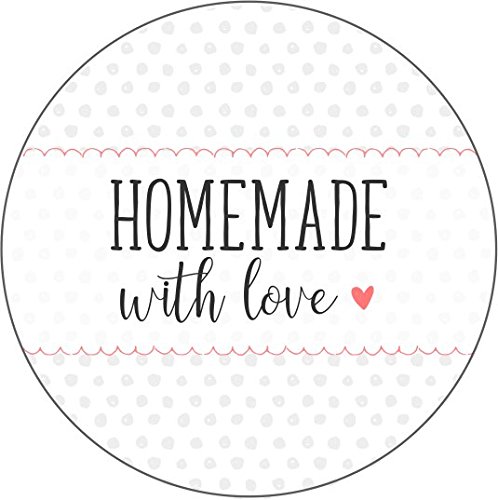 wolga-kreativ 120 Aufkleber Geschenkaufkleber "Homemade with Love" Punkte Handmade Homemade Sticker Etiketten selbstklebend für Geschenke von wolga-kreativ