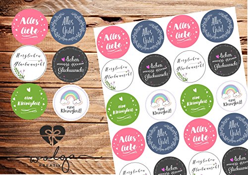 wolga-kreativ 120 Aufkleber Geschenkaufkleber "alles Gute" "alles Liebe" Sticker Etiketten selbstklebend für Geschenke von wolga-kreativ