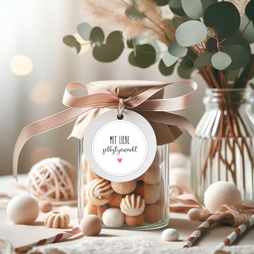 wolga-kreativ 80 Geschenk Aufkleber Marmeladen Sticker - Mit Liebe Selbstgemacht - Gastgeschenke Hochzeit - Sticker Aesthetic - Etiketten Selbstklebend Für Feiertage und Hausgemachte Leckerein von wolga-kreativ