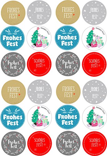 wolga-kreativ 120 Aufkleber Weihnachten "frohes Fest" "schönes Fest" Geschenk Advent Frohe Weihnachten Etiketten selbstklebend für Geschenke von wolga-kreativ