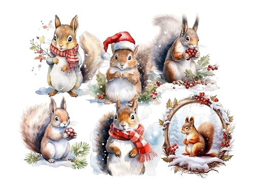 wolga-kreativ Aufkleber Sticker Geschenkaufkleber Weihnachten Advent Weihnachtssticker Etiketten 4 Blätter Eichhörnchen selbstklebend für Geschenke von wolga-kreativ