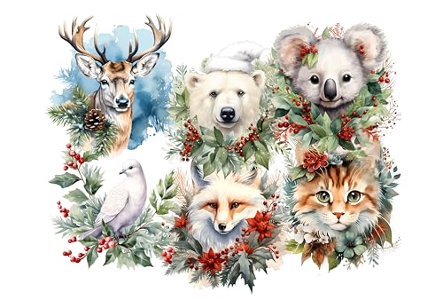 wolga-kreativ Aufkleber Sticker Geschenkaufkleber Weihnachten Advent Weihnachtssticker Etiketten 4 Blätter Eisbär Fuchs Weihnachtstiere selbstklebend für Geschenke von wolga-kreativ