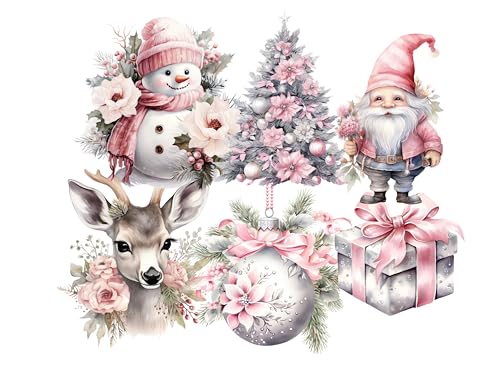 wolga-kreativ Aufkleber Sticker Geschenkaufkleber Weihnachten rosa Advent Weihnachtssticker Etiketten 4 Blätter Weihnachtsbaum Glaskugel selbstklebend für Geschenke von wolga-kreativ