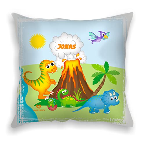 wolga-kreativ Personalisiertes Kissen Dino Vulkan 40x40 cm – Kuschelkissen mit Namen & süßen Kindermotiven – Geschenk zur Geburt, Taufe & Geburtstag – Flauschiges Babykissen – Handmade in Deutschland wolga-kreativ Personalisiertes Kissen Dino Vulkan 40x40 cm – Kuschelkissen mit Namen & süßen Kindermotiven – Geschenk zur Geburt, Taufe & Geburtstag – Flauschiges Babykissen – Handmade in Deutschland von wolga-kreativ