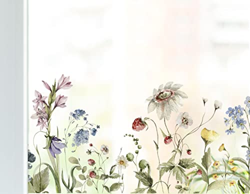 wolga-kreativ Fenstersticker Fensterbilder Motiv Fensterfolie Sommer Frühling Blumen Sommerblumen Schmetterlinge wiederverwendbar selbstklebend Sichtschutz von wolga-kreativ