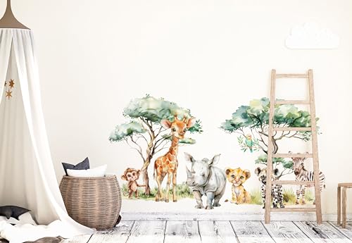 wolga-kreativ Wandtattoo Kinderzimmer - Safari Tiere Baum Giraffe Nashorn Löwe | Wandsticker für Babyzimmer | Kinderzimmer Deko | Kindergerechte und nachhaltige Wandtattoo Kinderzimmer Mädchen Jungen wolga-kreativ Wandtattoo Kinderzimmer - Safari Tiere Baum Giraffe Nashorn Löwe | Wandsticker für Babyzimmer | Kinderzimmer Deko | Kindergerechte und nachhaltige Wandtattoo Kinderzimmer Mädchen Jungen von wolga-kreativ