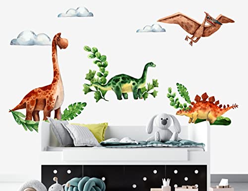 wolga-kreativ Wandtattoo Wandsticker Möbelsticker Aufkleber Wandbild Langhalsdino Dino Dinosaurier M 80 x 70 cm Wanddeko Set Kinder- Spiel- Baby- Mädchen- Junge-n Zimmer von wolga-kreativ