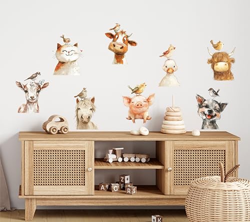 wolga-kreativ Wandtattoo für das Kinderzimmer, Wandsticker selbstklebend – 16 Bauernhof-Tiere für eine fröhliche Farm-Deko, Dorf Farm Bauernhof von wolga-kreativ